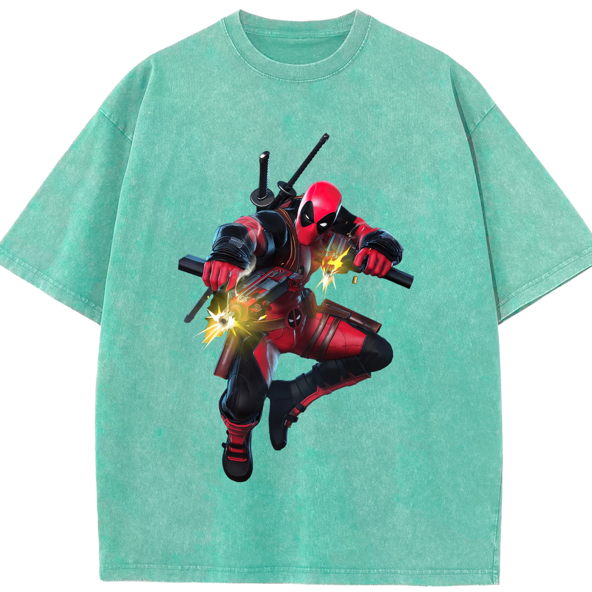 （画像用） Deadpool デッドプール 綿100% ヴィンテージ風 半袖Tシャツ（フロントプリント）